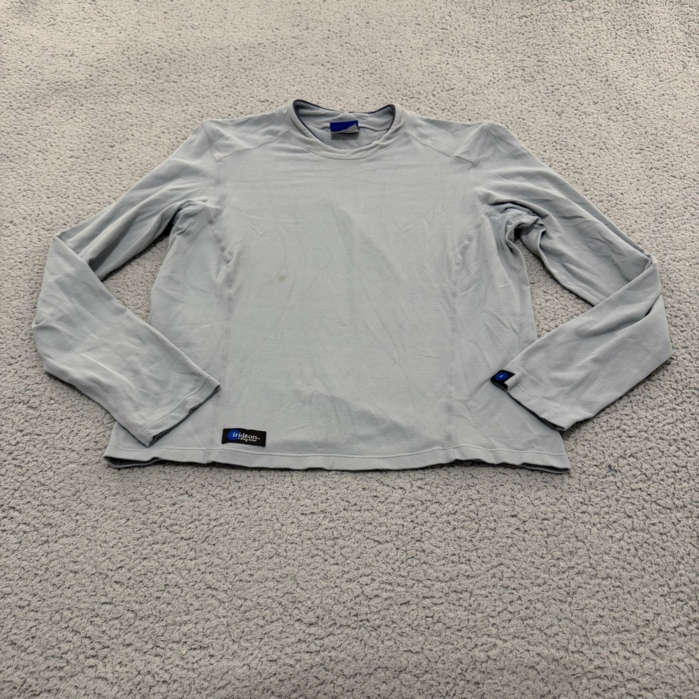 Irideon Riding Wear Womens Large Blue Grey Long Sleeve Supplex Nylon Top USA